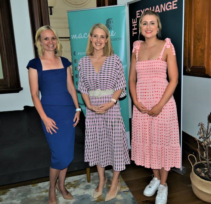 MAKING WAVES: Macquarie Health Collective founder Tanya Forster with Georgie Dent and Rachel Viant at The Exchange's 2021 Women's Assembly. Photo: TAYLOR DODGE. 