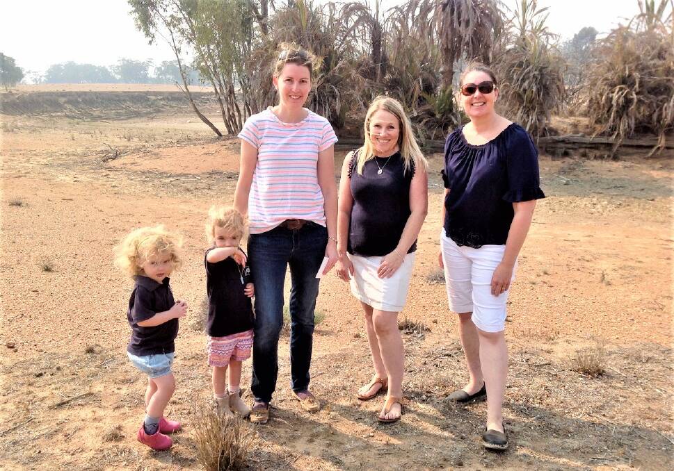 SUPPORT: Imogen, Arabella and Jen McLaren showing Jill and Cathy the Wargundy dam. Photo: SUPPLIED.