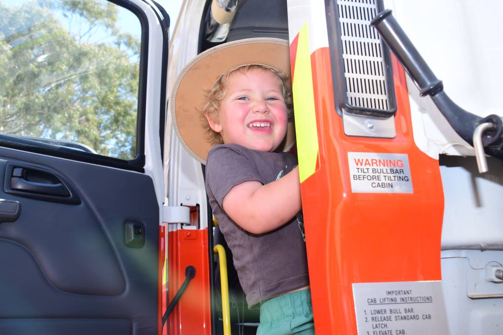 GET READY WEEKEND: George McCauley at the Geurie Rural Fire Service's open day on Sunday. Photo: AMY McINTYRE