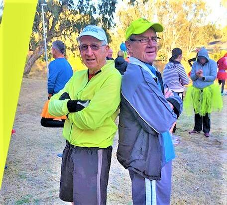 FRIENDSHIPS FOUND: Dubbo Parkrunners and friends Peter Anderson and Ray McTiernan wouldn't have met if it weren't for the initative. Photo: CONTRIBUTED. 