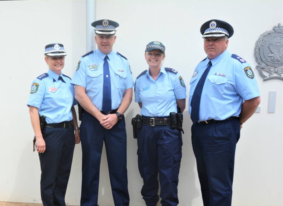 Inspector Natalie Antaw, Western Region Acting Assistant Commissioner Peter McKenna, Senior Constable Sally Treacey and Deputy Commissioner Gary Worboys APM. Photo: TAYLOR DODGE.