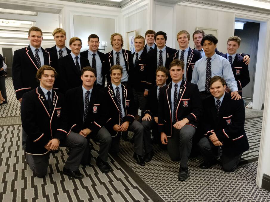 A BOND: Lachie and the boys at their recent Cranbrook Rugby fundraising lunch. Photo: CONTRIBUTED.