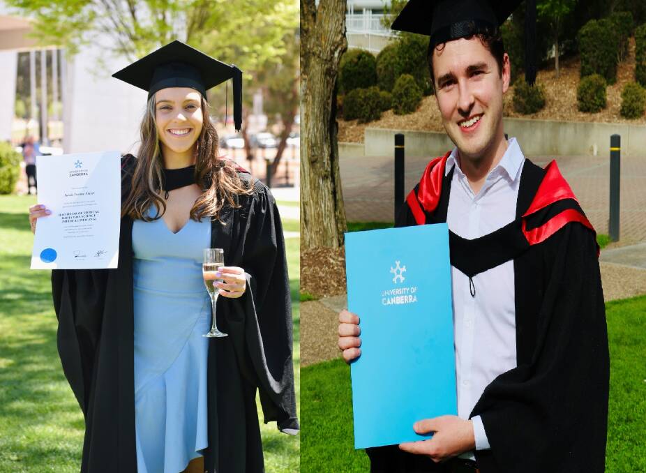 GRADUATION DAY: Former Dubbo Students Sarah Fraser and James Callagher. Photo: PROVIDED. 