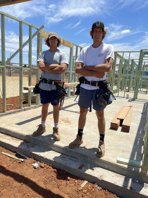 SUPPORTED: Aisling Constructions owner Jack Bush (right) with his apprentice Sam Pay. Photo: CONTRIBUTED. 