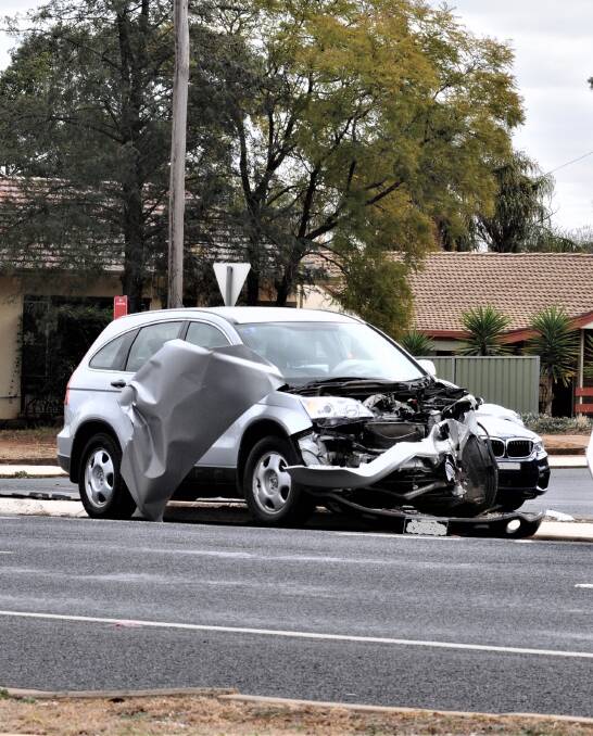 Lucky: A Honda CRV, driven by an 82 year-old Canberra woman collided with a Holden Colorado on Wednesday morning. PHOTO: TAYLOR DODGE.