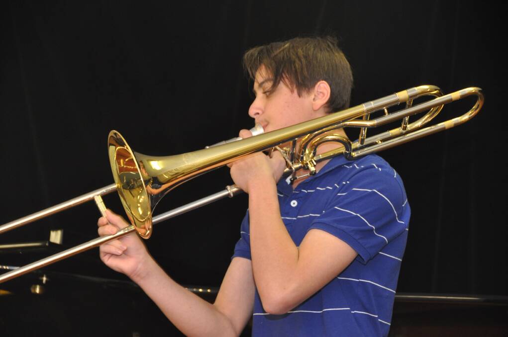 ENDEVOUR: Trombone play Simon Ramirez trombone from the Macquarie Conservatorium. Photo: SUPPLIED. 