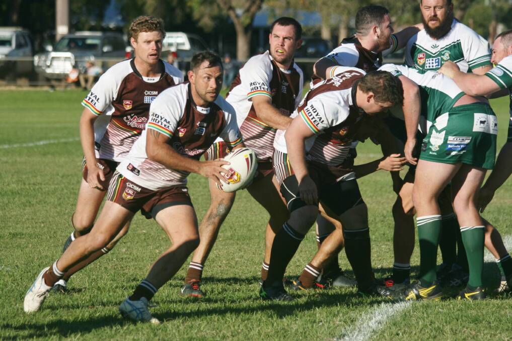 UNBEATEN: Jamie Towney takes on Dunedoo Swans' in a fight to maintain Gilgandra Panthers' unbeaten tag. Photo: CONTRIBUTED.