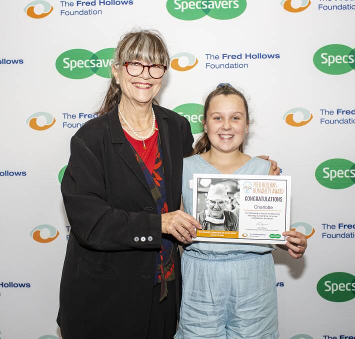 STUDENTS STANDS OUT: Fred Hollows Founding Director Gabi Hollows and Charlotte Newby. Photo: PROVIDED. 