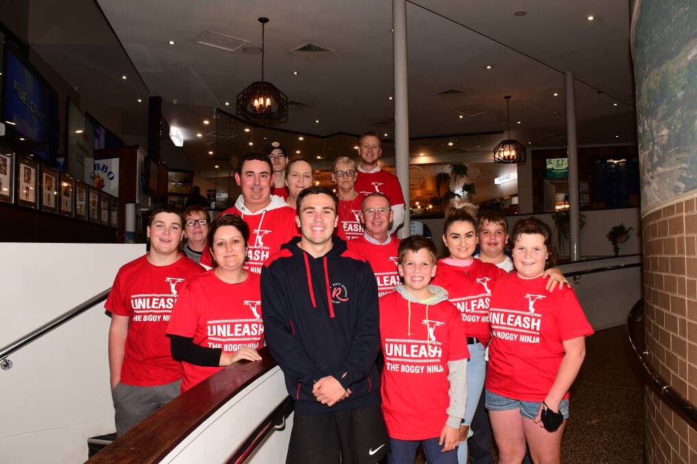 NINJA: Cruze Morley with his support group at the South Dubbo Tavern. Photo: AMY McINTYRE.
