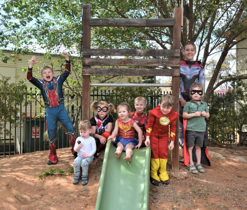 SUPERHEROS: The students of Buninyong Public School put on their capes for a cause. Photo: TAYLOR DODGE.