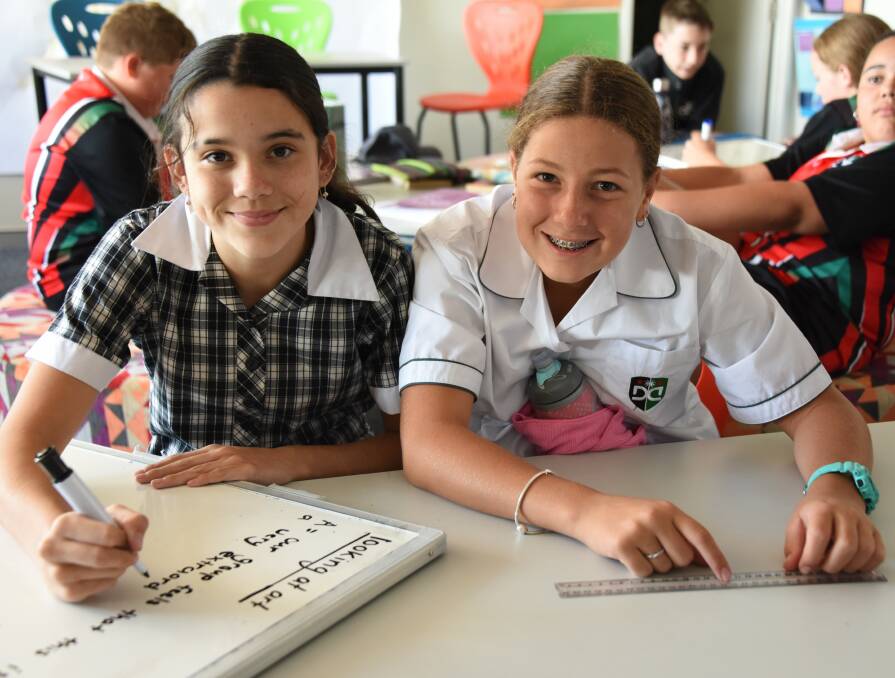 NEW PROGRAM A WIN: Dubbo College South Campus year 7 students Miley Robinson and Chloe Richards. Photo: CONTRIBUTED. 