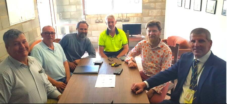 The executive of Canowindra Business Chamber meeting with mayor Kevin Beatty and general manager Bradley Byrne.