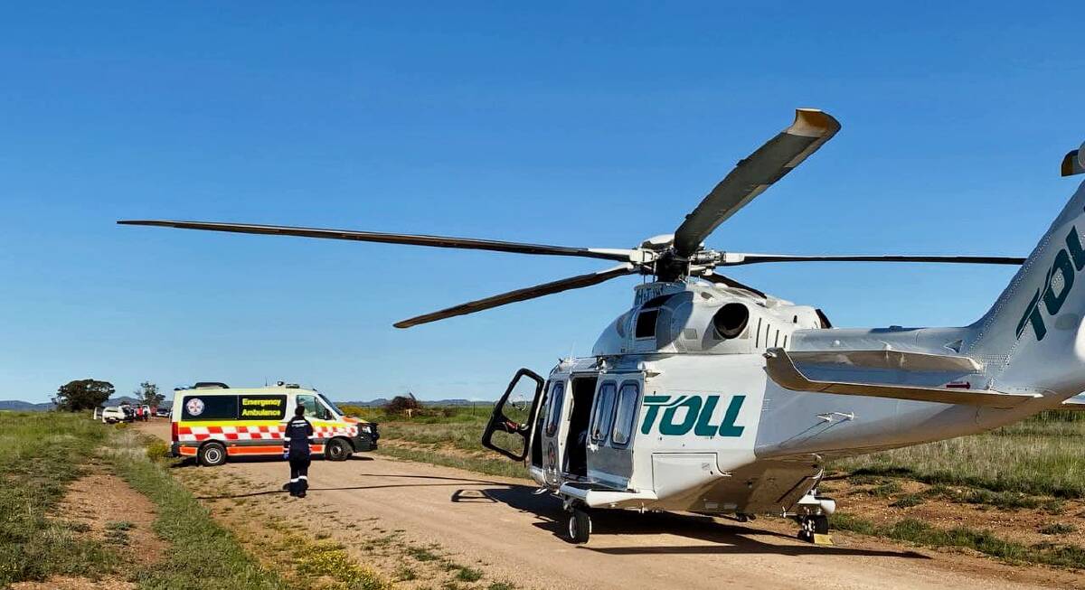 RESCUE: Emergency services were called to Haberworth Road about 17 kilometres south of Narromine, after three teenagers were involved in a single-vehicle crash on Thursday afternoon. Photo: RSN LIVE