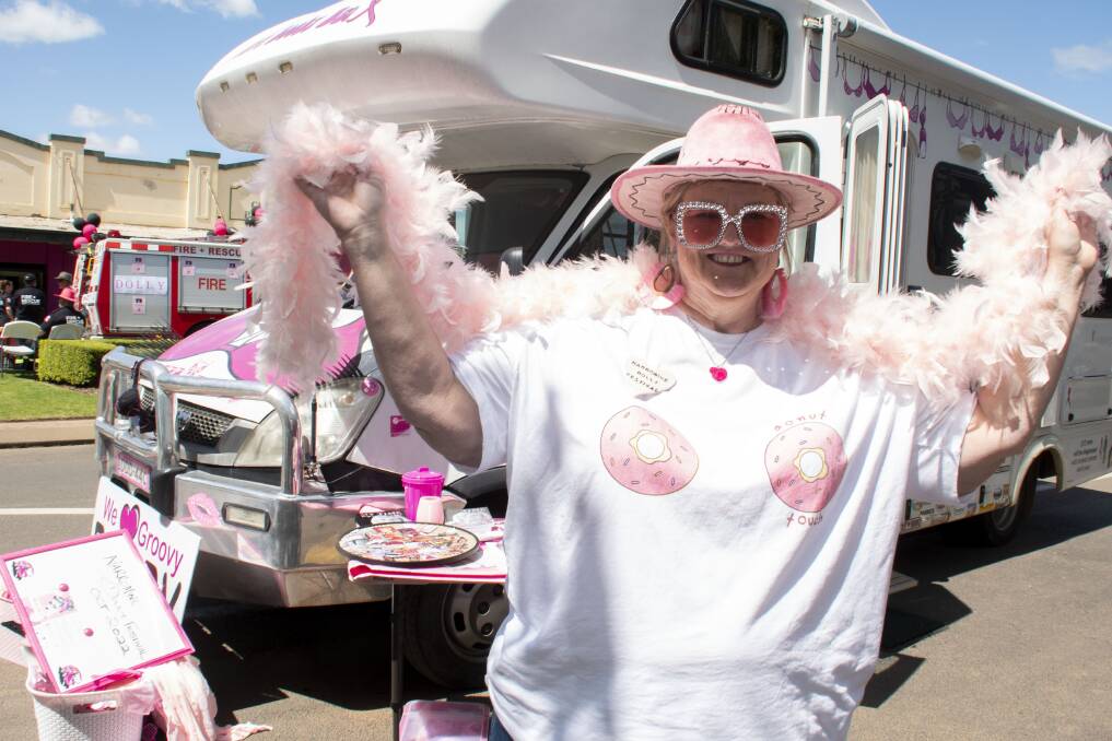 Donna Falconer and her Groovy Booby Bus was spotted at the Narromine Dolly Parton festival on Saturday. Picture by Belinda Soole
