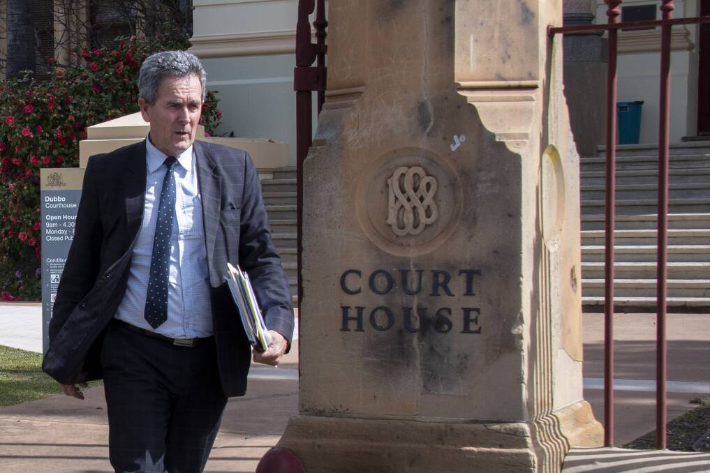Defence solicitor Roland Day leaving Dubbo Local Court on Monday. Picture: Belinda Soole