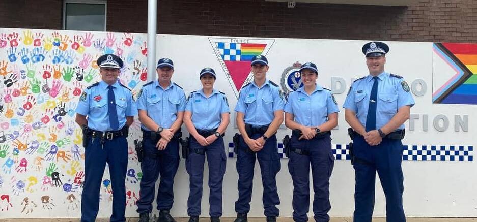 WELCOME: Acting Superintendent Mark Fenton with probationary constables Ryan O'Connor, Ella Scarce, Nicholas Jol and Alexandra Firmstone and Acting Inspector Justin Faulkner. Photo: NSW POLICE