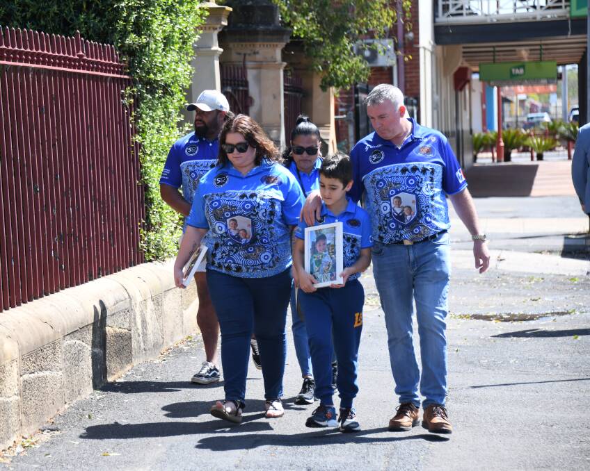 Joseph Shorey and family members heading to court ahead of sentencing on Friday. Picture by Amy McIntyre 