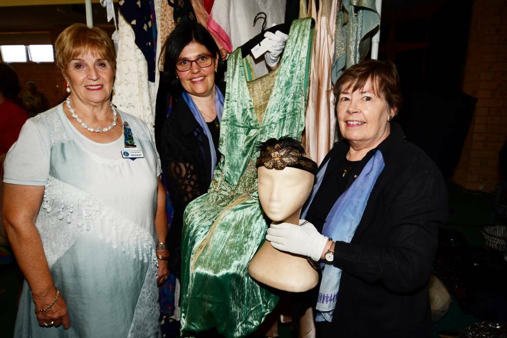 FASHION: Wongarbon CWA president Marjorie Blatch with Sue Sweeney and Mary Green from the Cavalcade of History and Fashion. Photo: BELINDA SOOLE