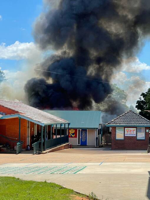 Dubbo South Public School was evacuated shortly after 2.30pm on Thursday afternoon. Photo: CONTRIBUTED 