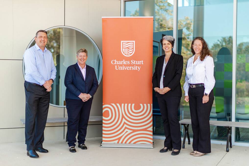 PARTNERS: Charles Sturt Director of External Engagement in Dubbo James McKechnie, Marathon Health CEO Megan Callinan, Marathon Health CEO Justine Summers and Charles Sturt Executive Dean of the Faculty of Science and Health Professor Megan Smith. Photo: CONTRIBUTED