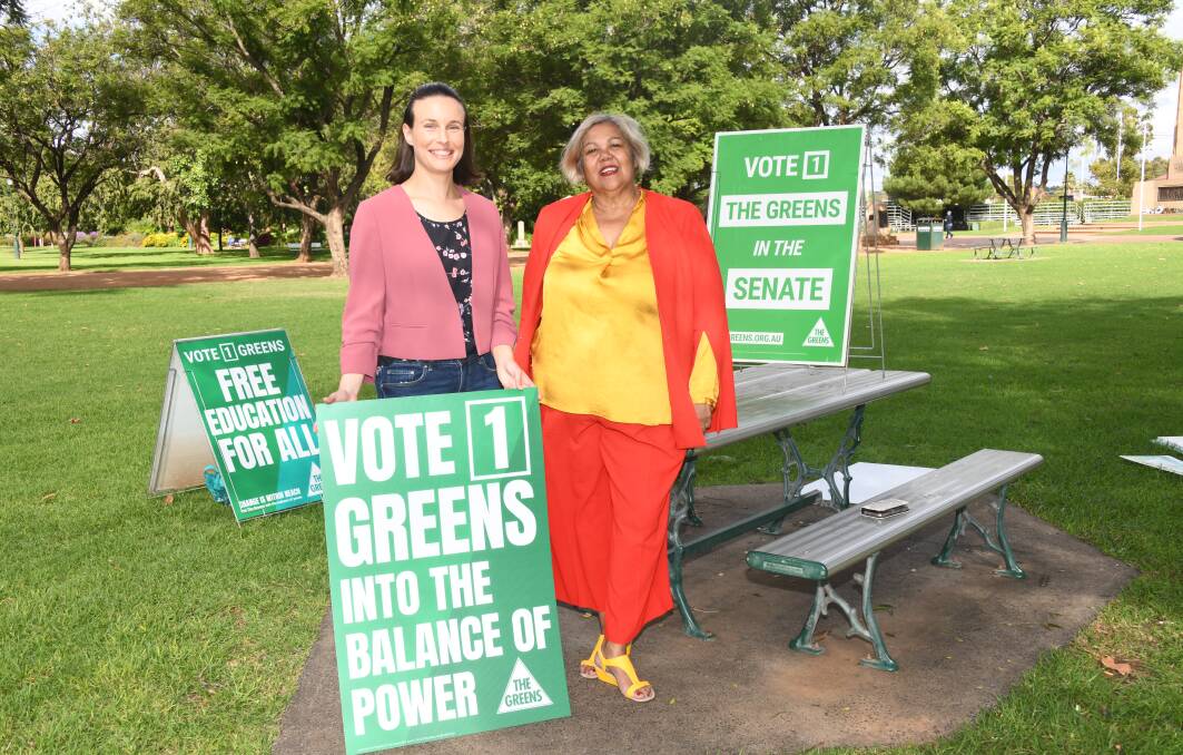 BETTER HEALTH: Greens candidate for the NSW senate Dr Amanda Cohn and Greens candidate for Parkes Trish Frail in Dubbo on Friday. Photo: AMY McINTYRE