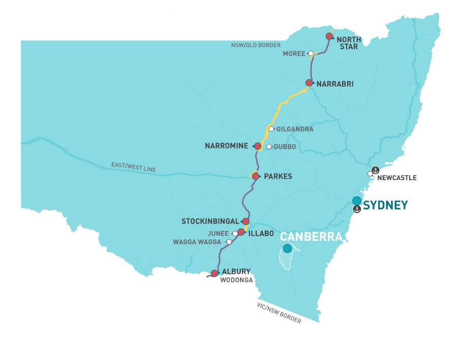 Inland Rail route across NSW. Photo: ARTC MEDIA