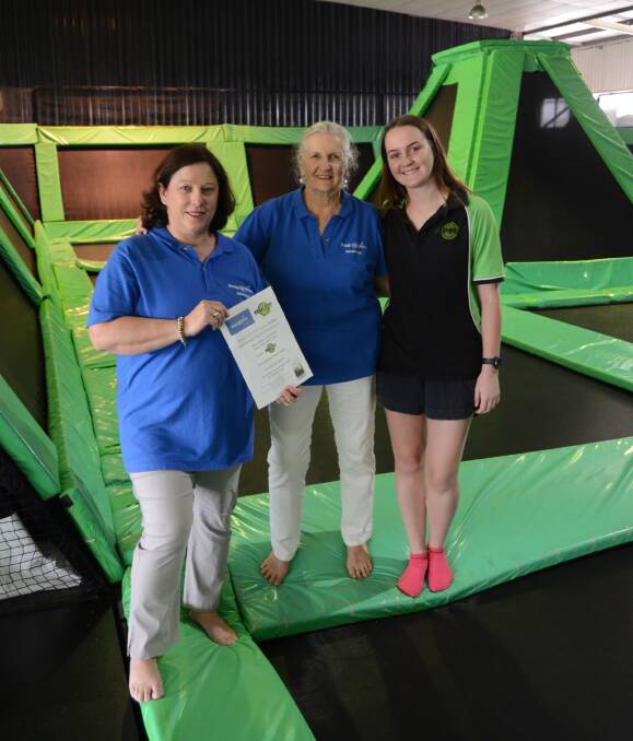 FLIP OUT: Make A Wish Dubbo branch's Donna Astley and Susie Hill with Flip Out Dubbo's Jade Hammond ahead of the fundraiser. Photo: ELOUISE HAWKEY