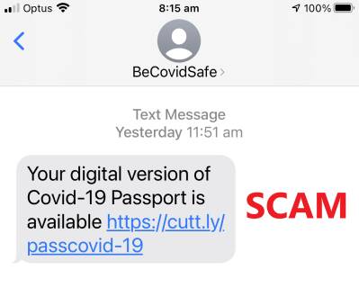 BE SCAM SAFE: If you receive a message like this, delete it and don't click on the link. Picture: courtesy of Scamwatch.gov.au