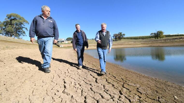 DRYING UP: Guy Gaeta, pictured with Peter West, Bruce Reynolds, says horticulturalists have been “just shoved aside” by the government. Photo: JUDE KEOGH