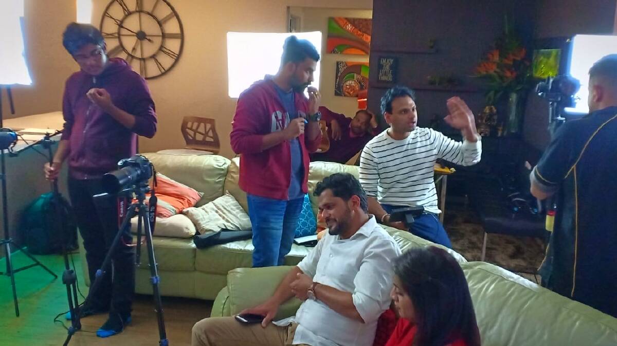 ACTION: Jose Sunny directing the cast on the set of his new film.