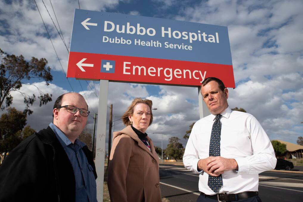Labor's security commitment: Dubbo residents Cody Jones and Jane Knagge with Country Labor candidate for Dubbo Stephen Lawrence.