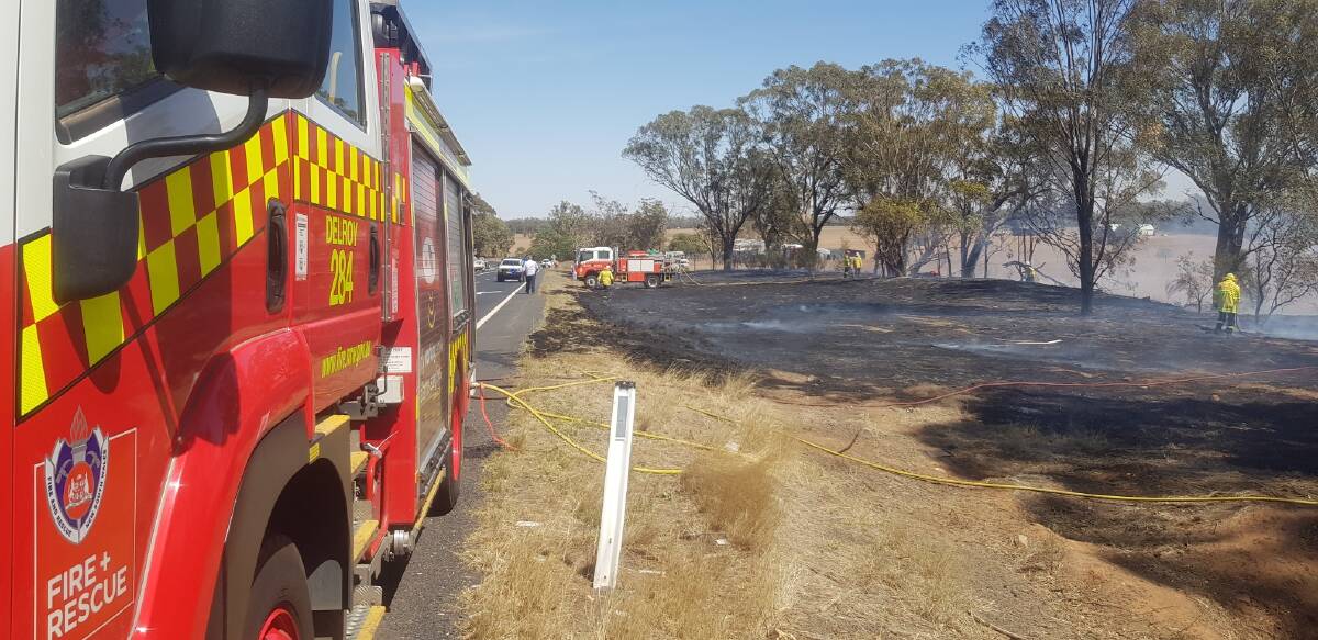 FIRE: The Mitchell Highway grass fire Delroy and RFS crews attended on Friday morning. PHOTO: Joe Sunny.