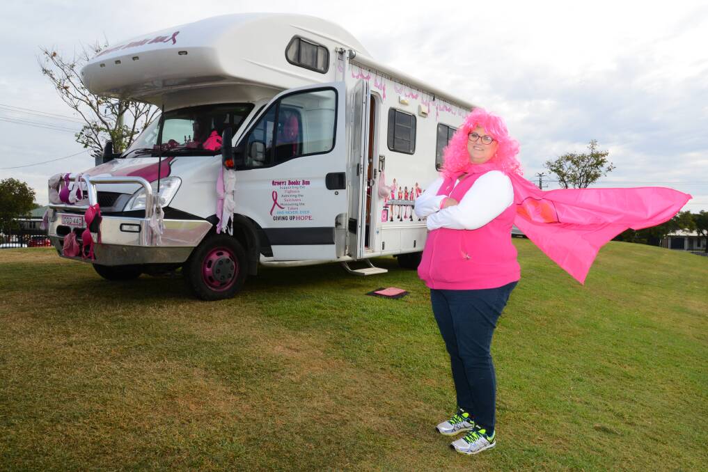 Start the conversation: Donna Falconer pictured with her Groovy Booby Bus in 2017. Today, she still drives the RV around Australia, spreading her message about the importance of breast screens. Photo: BELINDA SOOLE