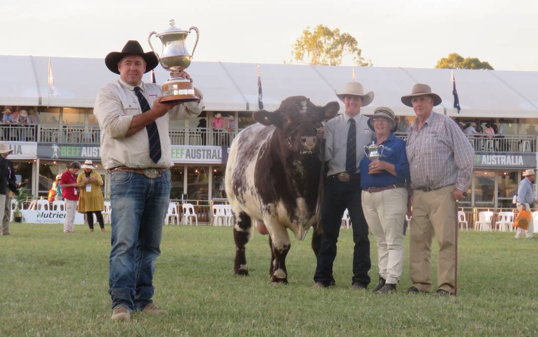 Nicholas Job, Sam Parish, Sue Job and Neilson Job after winning at the interbreed title at Rockhampton two years ago. Picture supplied