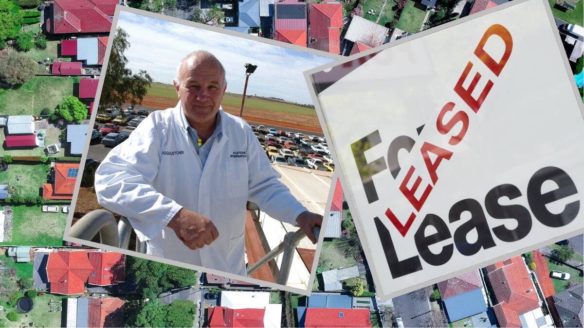 Roger Fletcher (file picture) with an aerial view of houses and a 'leased' sign. Pictures from Shutterstock
