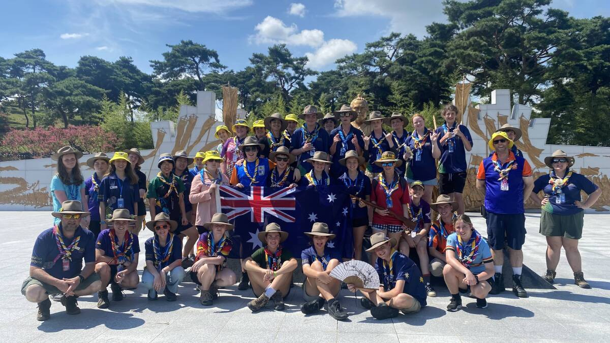 Australian scouts and scout leaders pose for a group photo during the World Scout Jamboree 2023 in South Korea. Picture supplied