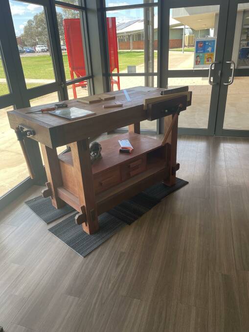William Burden's HSC industrial technology project - a workbench made from reused timber from the old RAAF Base Dubbo - will be displayed in the Shape exhibition. Picture supplied