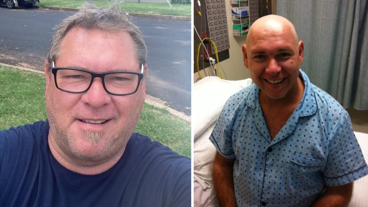 Blood cancer patient Nick Willetts in 2022 and him in hospital in 2014. Pictures from Nick Willetts / Facebook