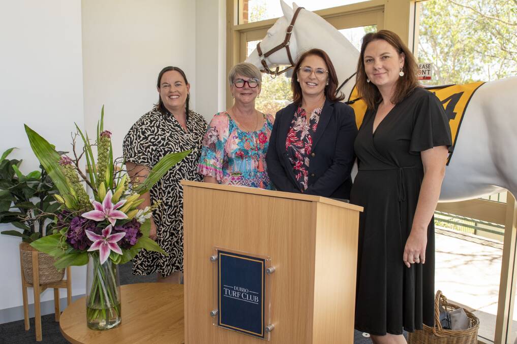 Natalie Lewis, Carol Dickson, Michelle Graham and Natasha Comber at Dubbo Turf Club for International Women's Day. Picture by Belinda Soole