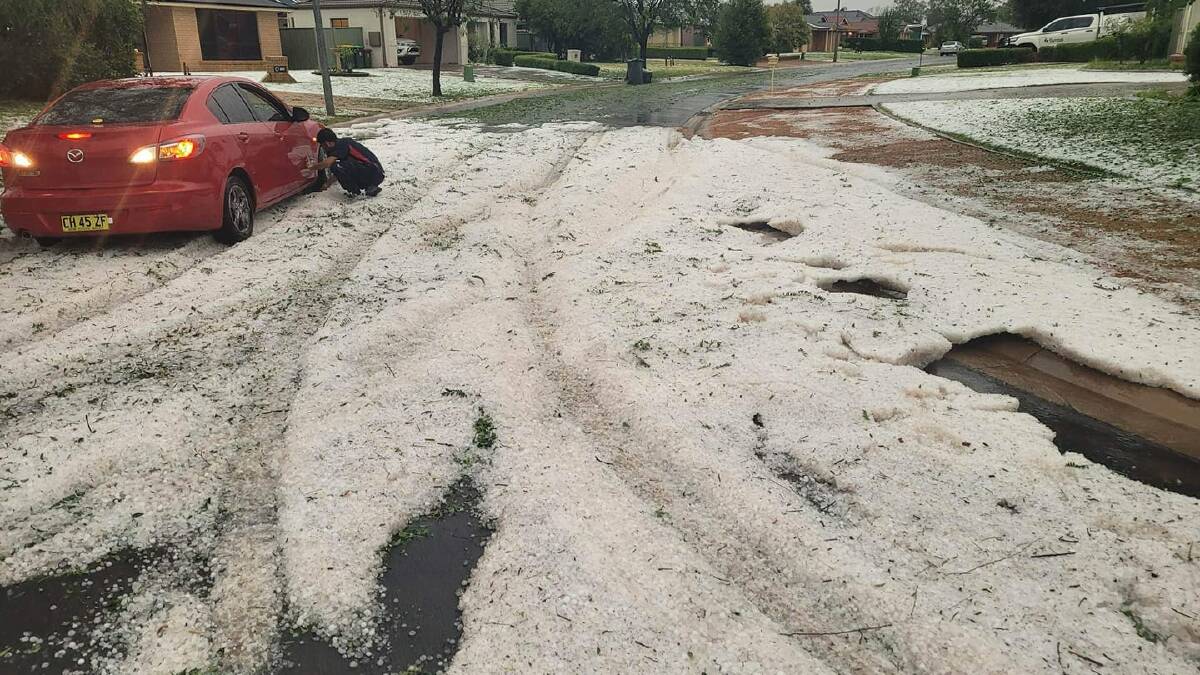 The roads were covered in hail during Thursday's multi-cell storm. Picture by Bryn Morgan 