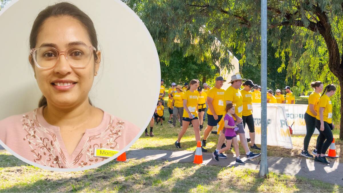 Monica Sharma Khakural, care team manager at BaptistCare Kintyre Lodge (inset) and participants in the 2024 Memory Walk and Jog at Lions Park Dubbo. Pictures supplied