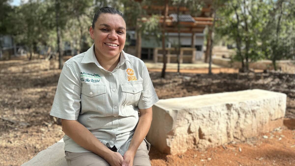 NSW Aboriginal Woman of the Year award finalist Kirsty Hargraves at Taronga Western Plains Zoo, where she works and runs the Walanmarra youth program. Picture supplied