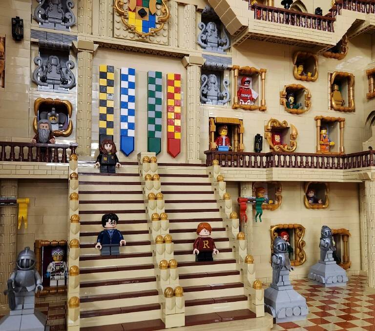 A Harry Potter-themed Lego build of the Hogwarts staircase shows the kind of detail the goes into the builds that will be on display at the Lego Brick Show at Dubbo RSL Club this weekend. This build has approximately 180 different mini-figurines in ornate frames. Picture supplied