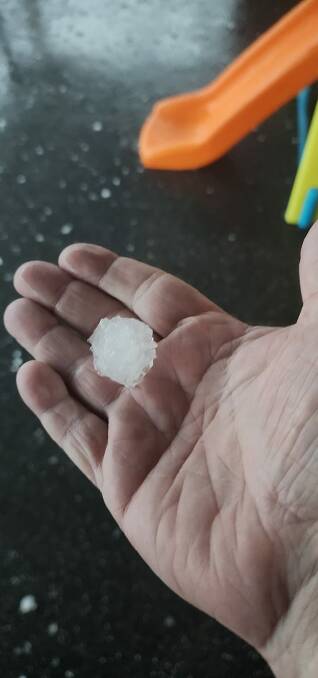 Some hail reached the size of a golf ball, while some was smaller, during last week's Dubbo storm. Picture by Brentley Gillett 