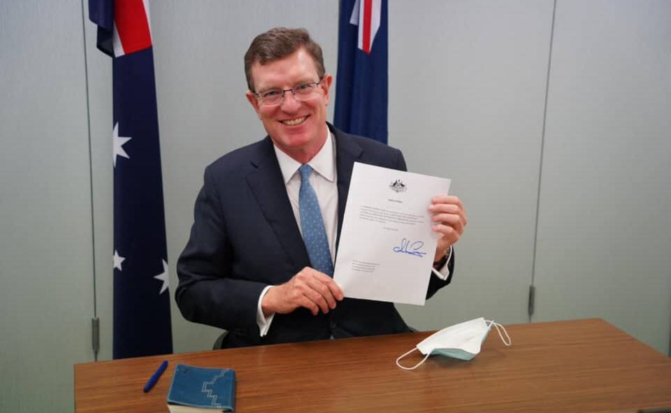 OFFICIAL: Federal Member for Calare Andrew Gee was sworn into his new role on the Nationals frontbench on Friday. Photo: CONTRIBUTED