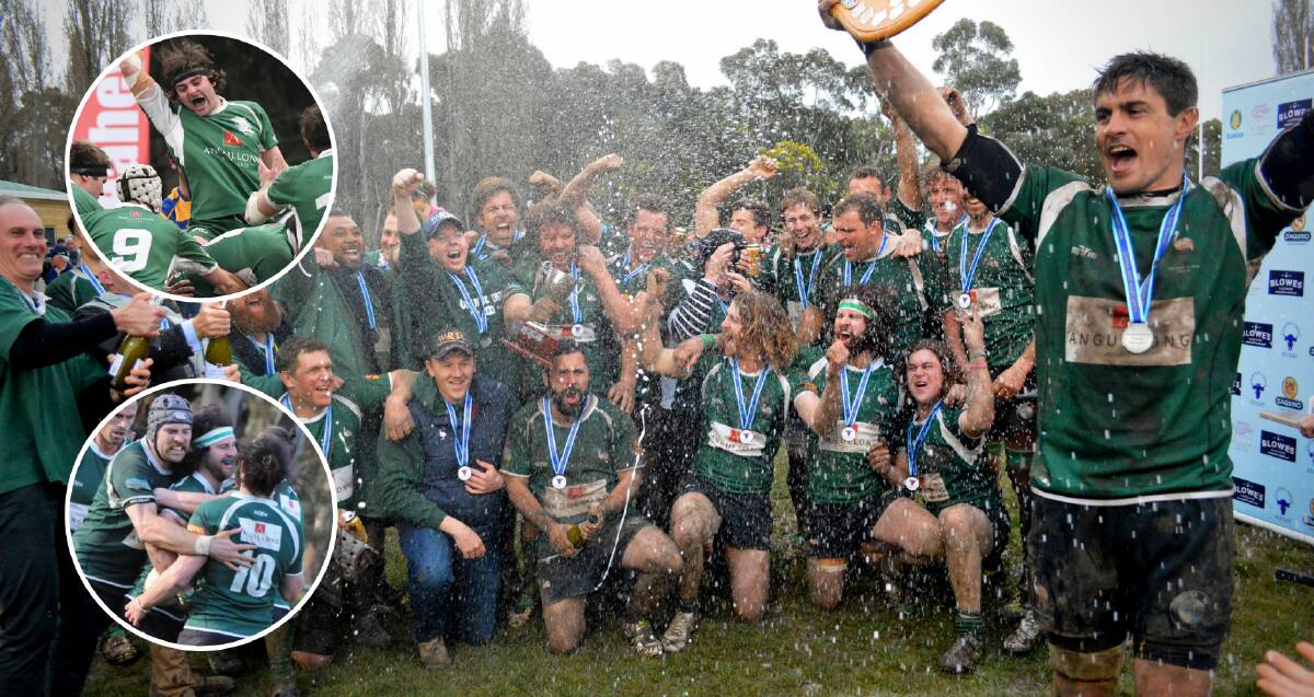 CREAM OF THE CROP: Emus celebrate their 2015, 2016 and 2018 premiership wins, which helped rocket the greens to the top of the Blowes Clothing Cup's 10-year standings. Photos: MATT FINDLAY, JUDE KEOGH