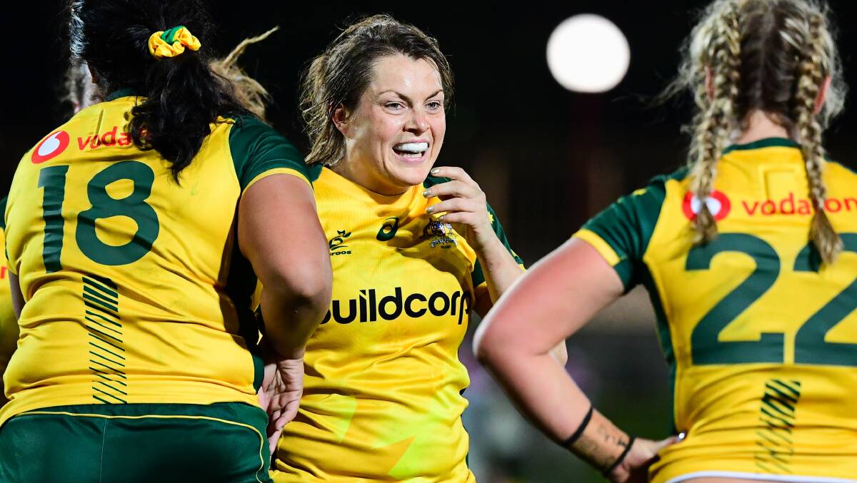 THE TOP HONOUR: Panuara's Grace Hamilton was deservedly crowned Rugby AU's Wallaroo Of The Year, bravely accepting the award in the most emotional of weeks. Photo: RUGBY AU MEDIA/STU WALMSLEY