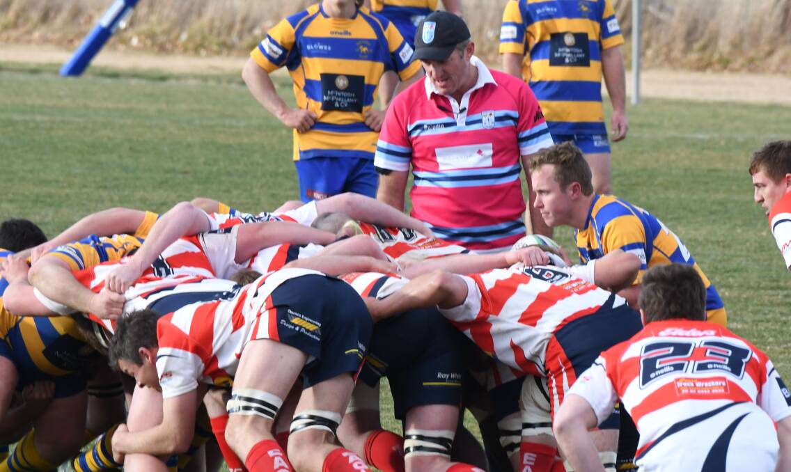WHISTLE-BLOWER: Pete Thomas watches over a scrum during last weekend's preliminary final. He's been appointed to another top grade decider. Photo: CHRIS SEABROOK