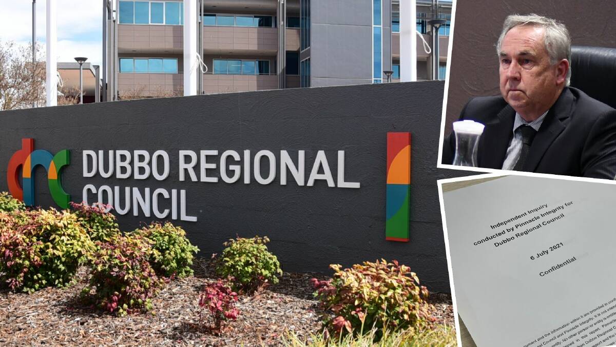 DAMNING REPORT: Dubbo Regional Council CEO Michael McMahon (top right) and the report (bottom right). Photo: FILE