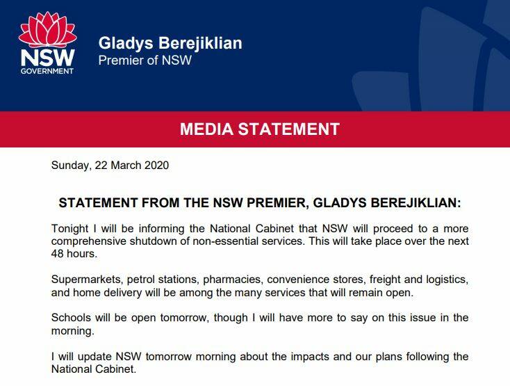 The premier's media statement.